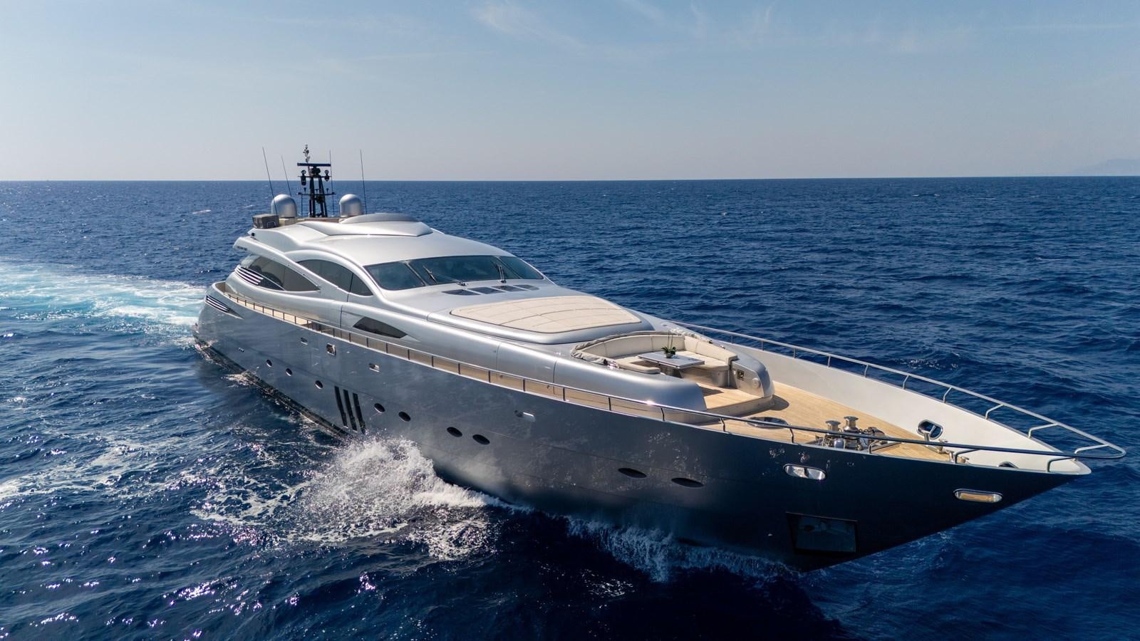 a white yacht on the water aboard KOLAHA TWO Yacht for Sale