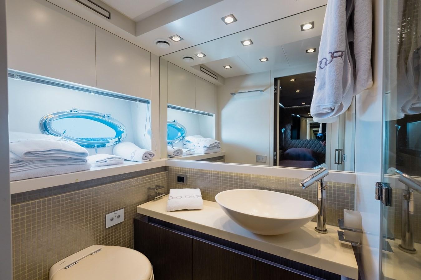 a bathroom with a large fish tank aboard KOLAHA TWO Yacht for Sale