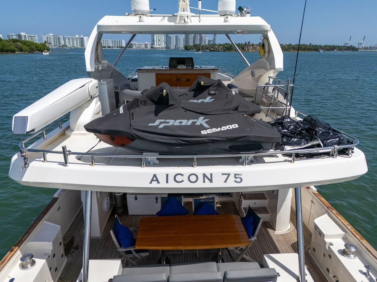 a boat with a large amount of seats on it aboard AICON 85 Yacht for Sale