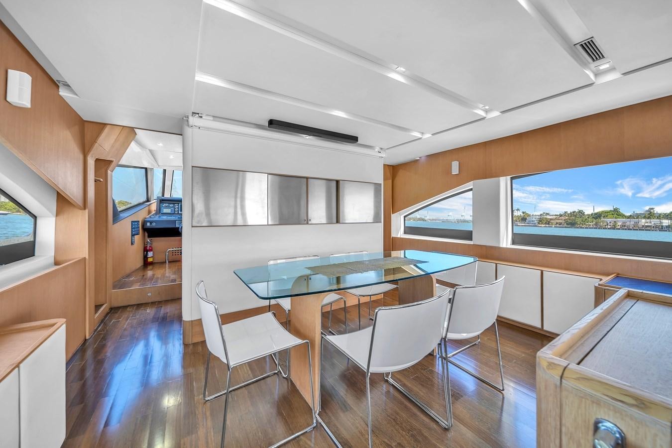 a kitchen and dining area aboard AICON 85 Yacht for Sale