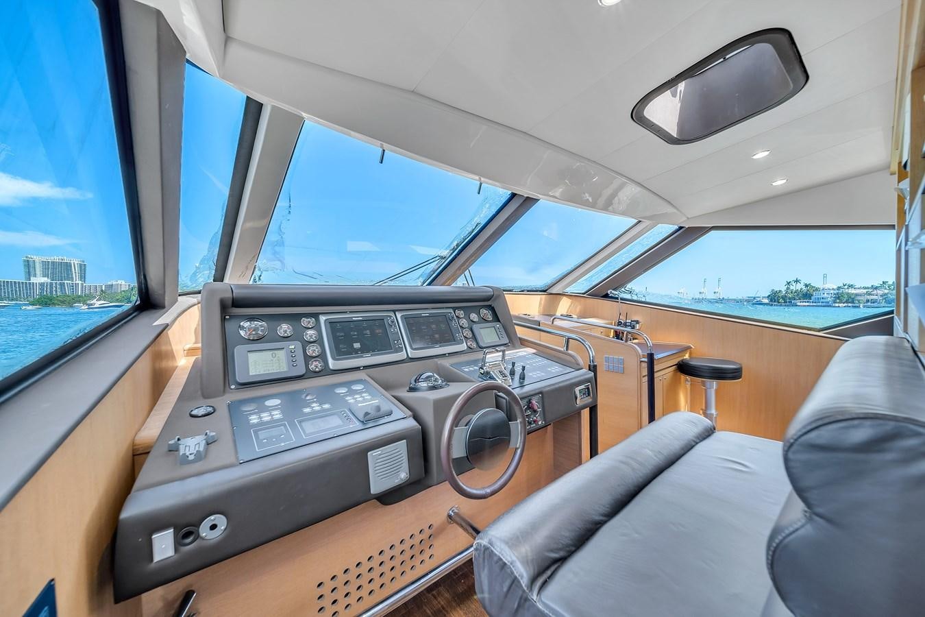 inside of a car aboard AICON 85 Yacht for Sale