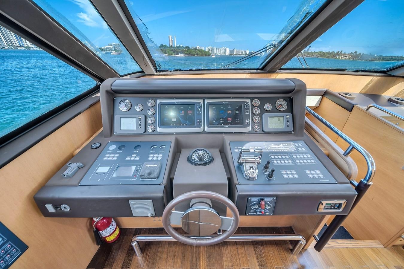 a car on the road aboard AICON 85 Yacht for Sale
