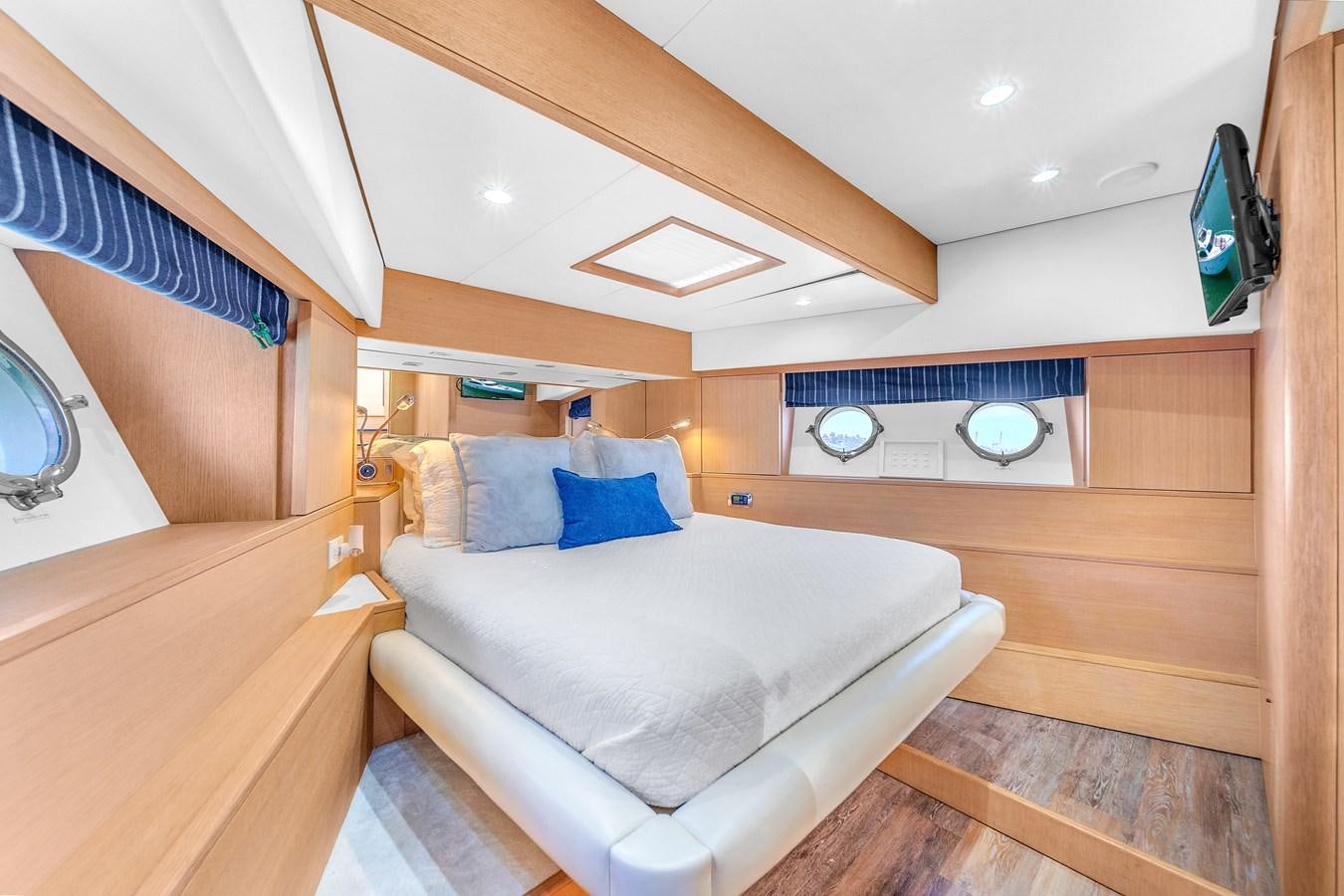 a room with a bed and a window aboard AICON 85 Yacht for Sale