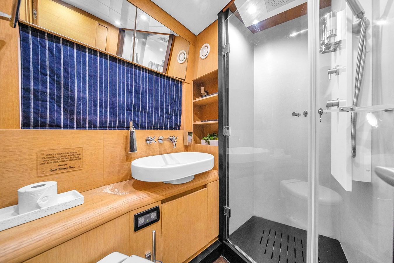 a bathroom with a sink and a shower aboard AICON 85 Yacht for Sale