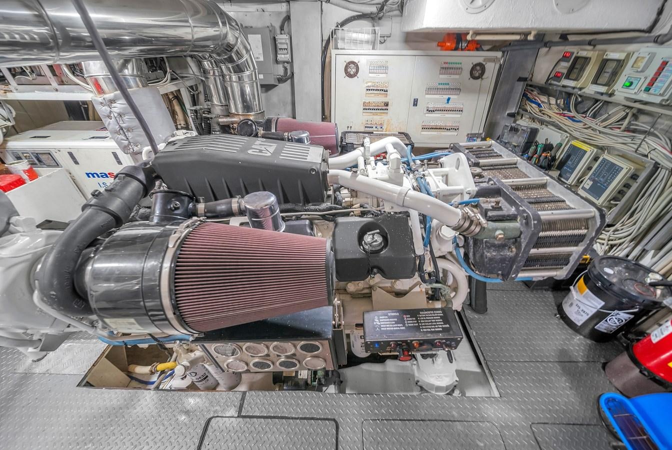 a car engine with a hood aboard AICON 85 Yacht for Sale