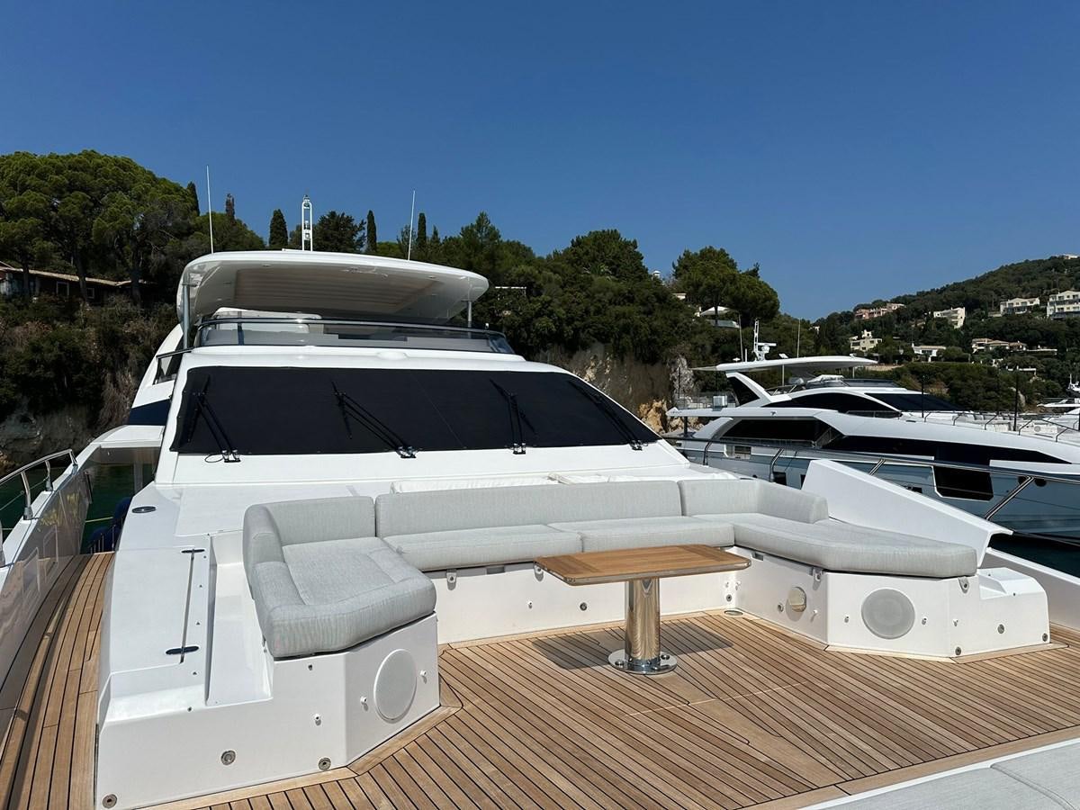 a boat parked on a deck aboard BETTY Yacht for Sale