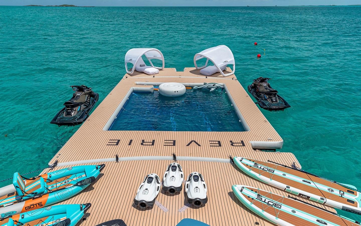 a boat on the water aboard REVERIE Yacht for Sale