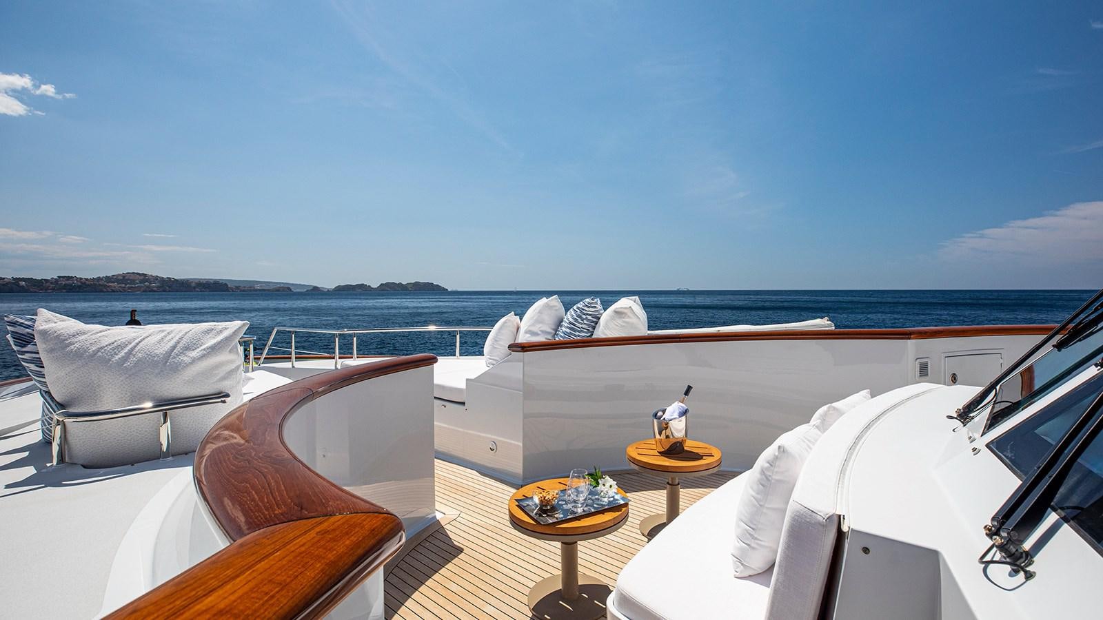 a room with a view of the ocean and the ocean aboard LA DEA II Yacht for Sale