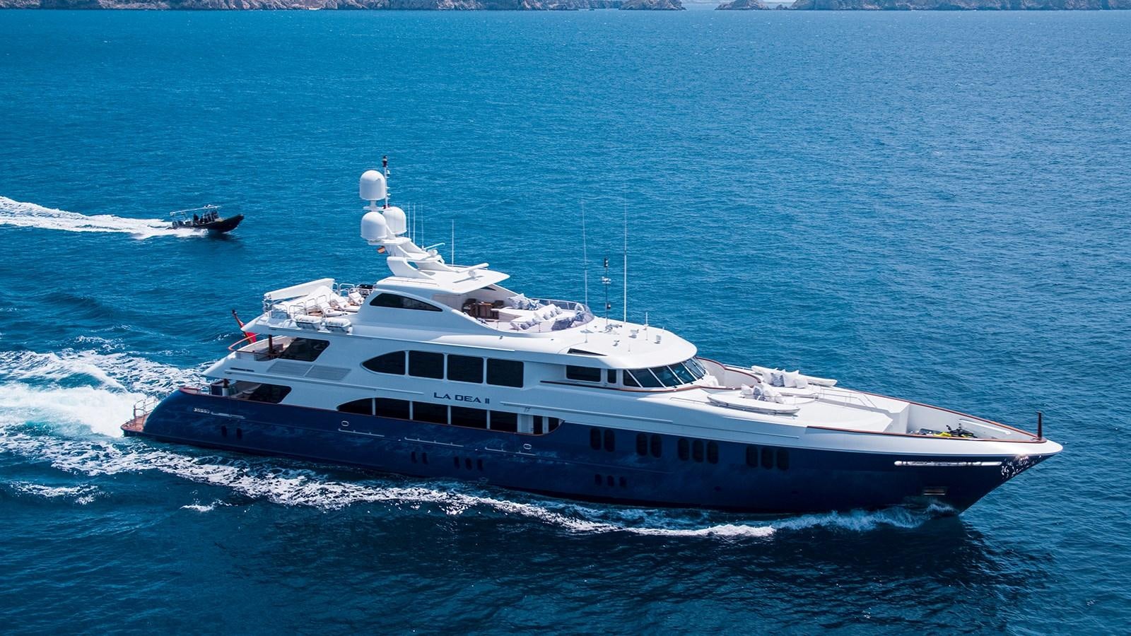 a boat on the water aboard LA DEA II Yacht for Sale