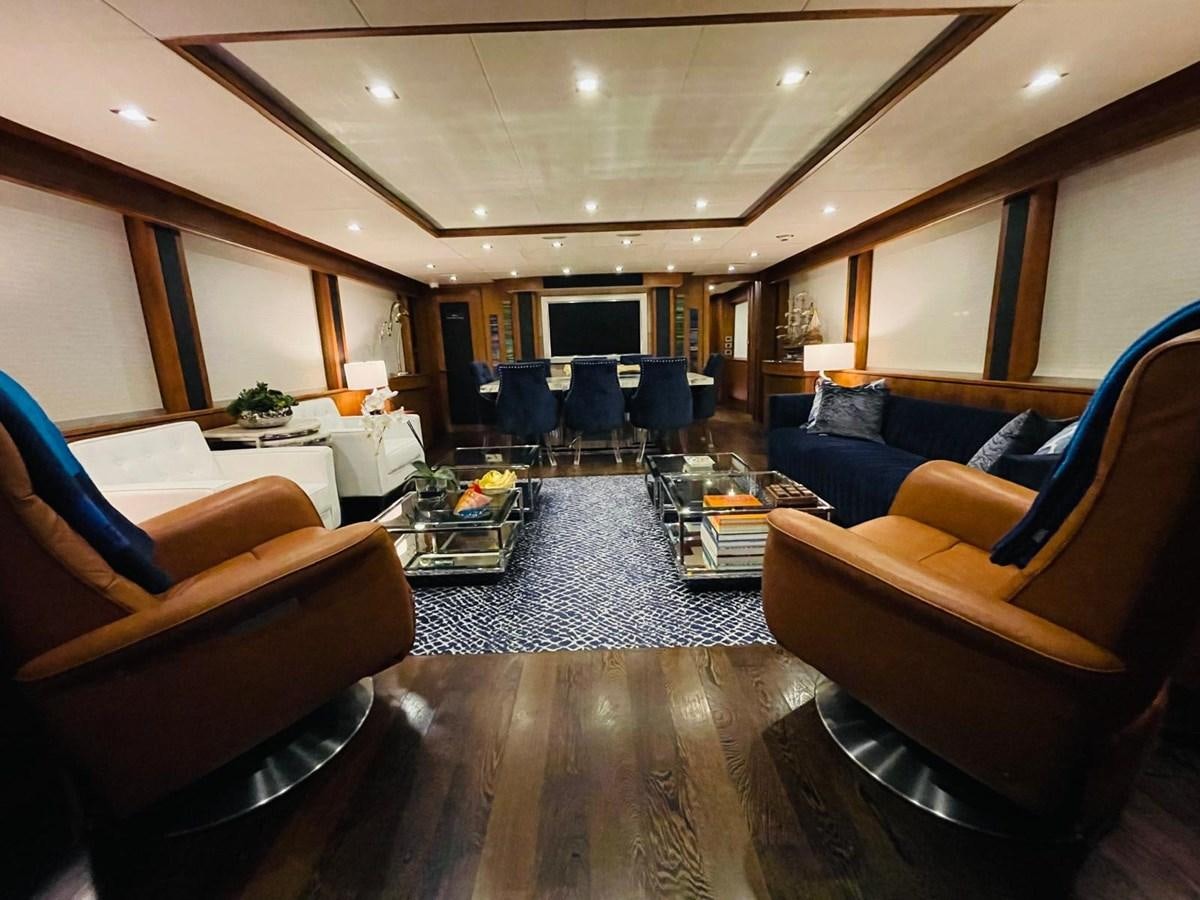 a living room with a large open floor plan aboard SOLARIS Yacht for Sale