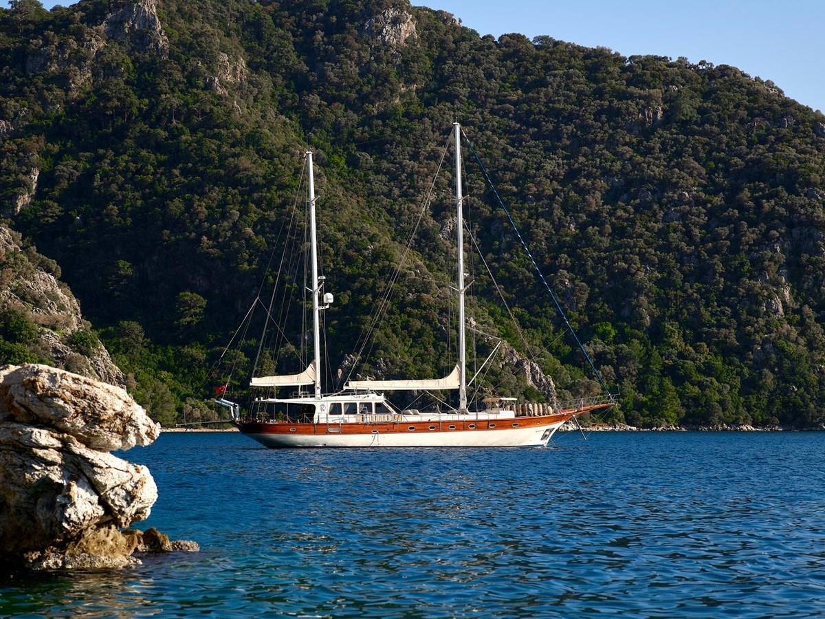 a sailboat on the water aboard KAFTAN Yacht for Sale