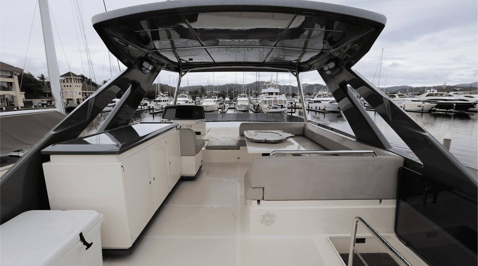 a boat in the water aboard 2020 FERRETTI 670 Yacht for Sale