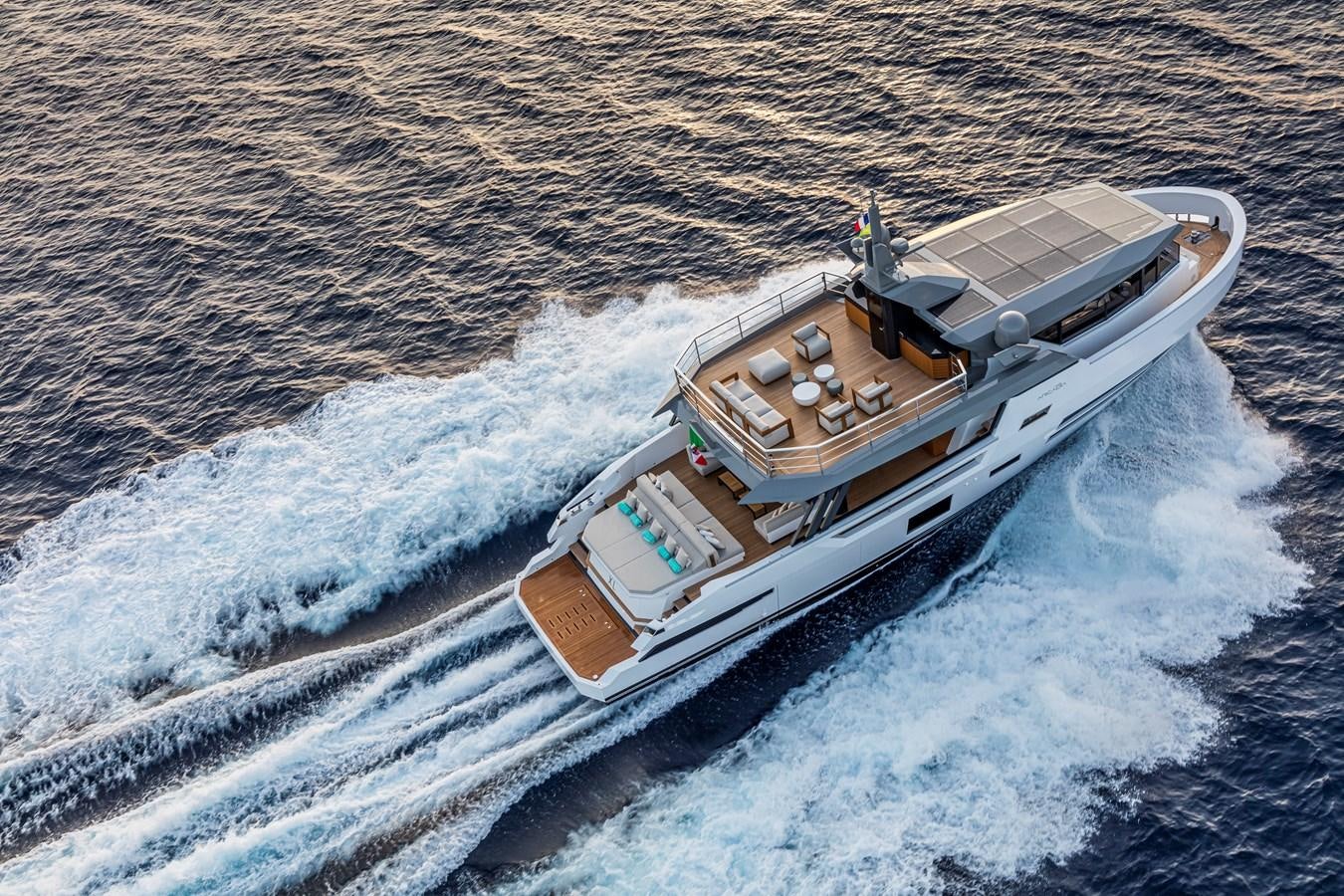 a boat on the water aboard ARCADIA SHERPA 80 Yacht for Sale