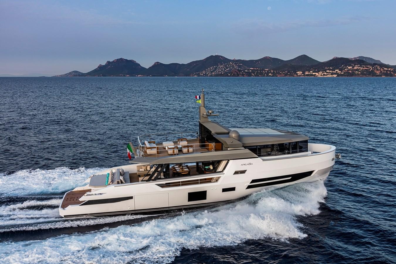 a boat on the water aboard ARCADIA SHERPA 80 Yacht for Sale