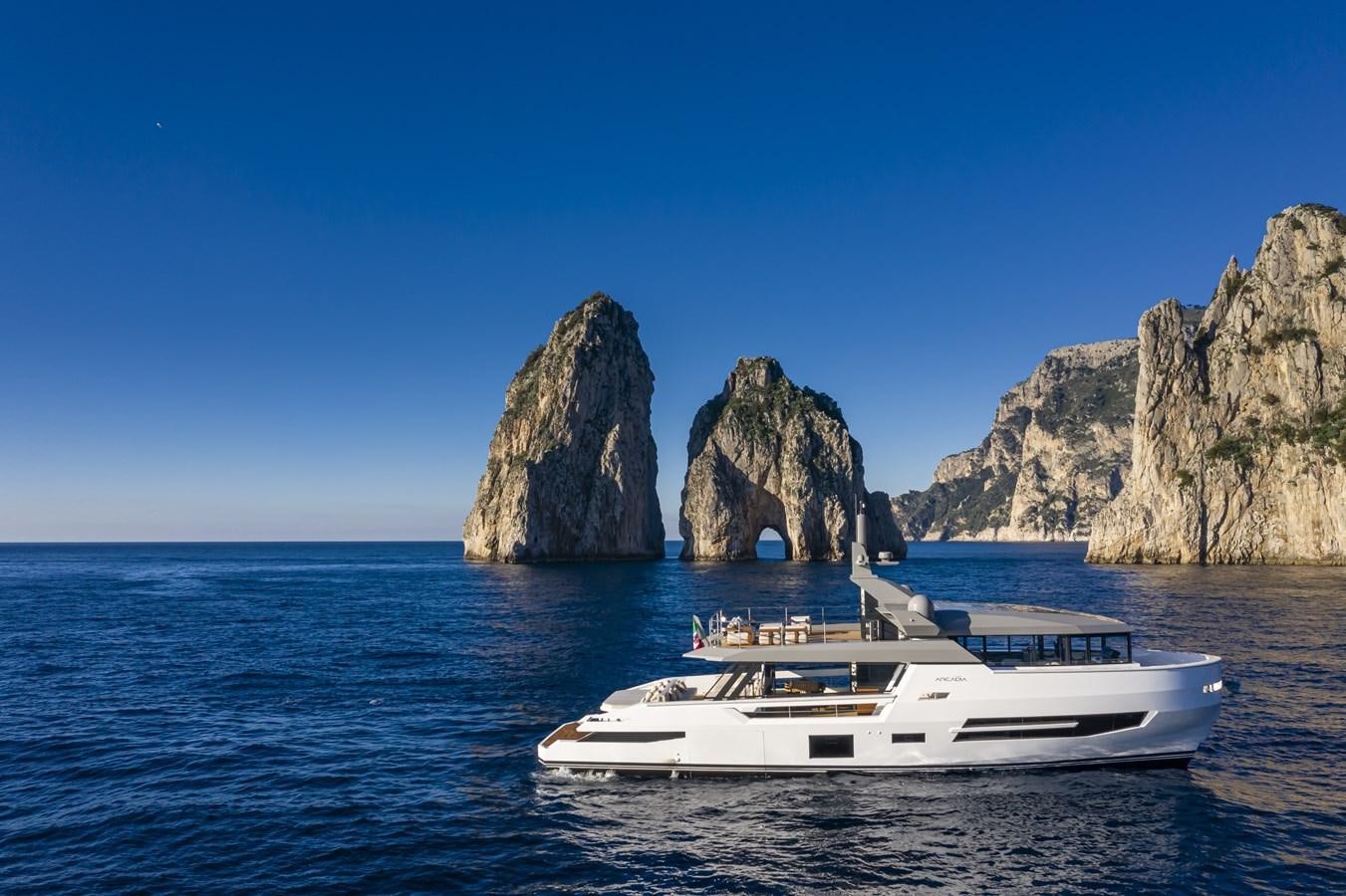 a boat in the water aboard ARCADIA SHERPA 80 Yacht for Sale