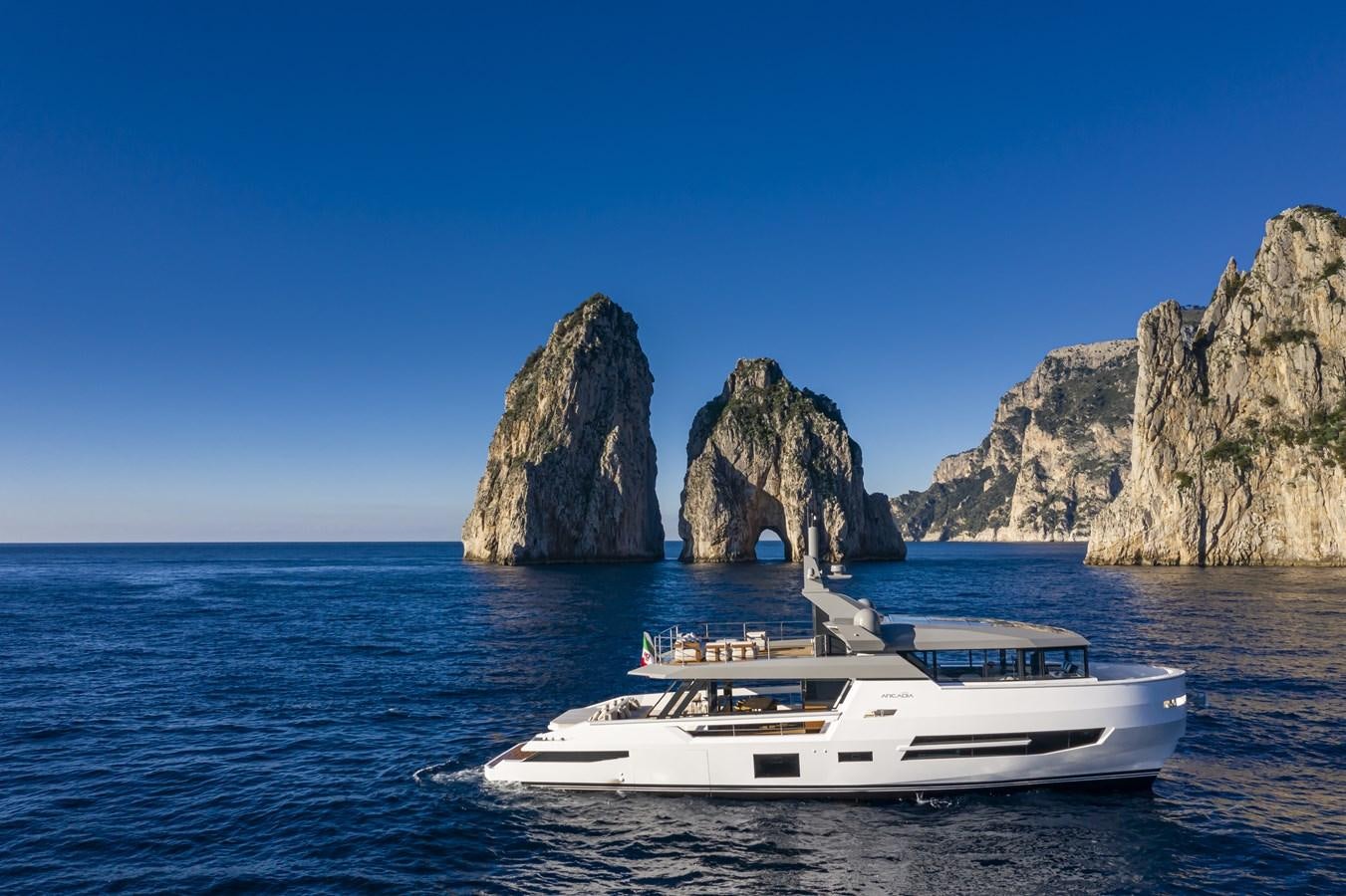 a boat in the water aboard ARCADIA SHERPA 80 Yacht for Sale