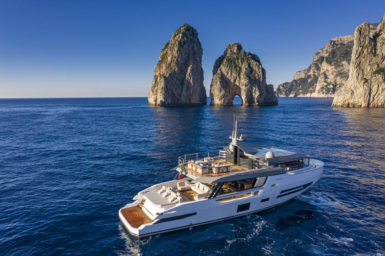 a boat in the water aboard ARCADIA SHERPA 80 Yacht for Sale