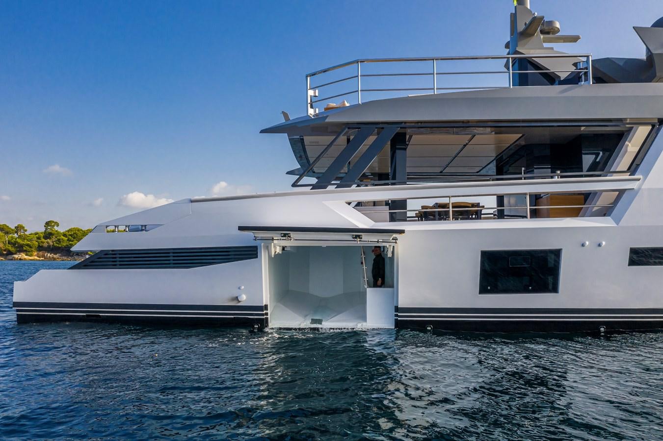 a boat on the water aboard ARCADIA SHERPA 80 Yacht for Sale