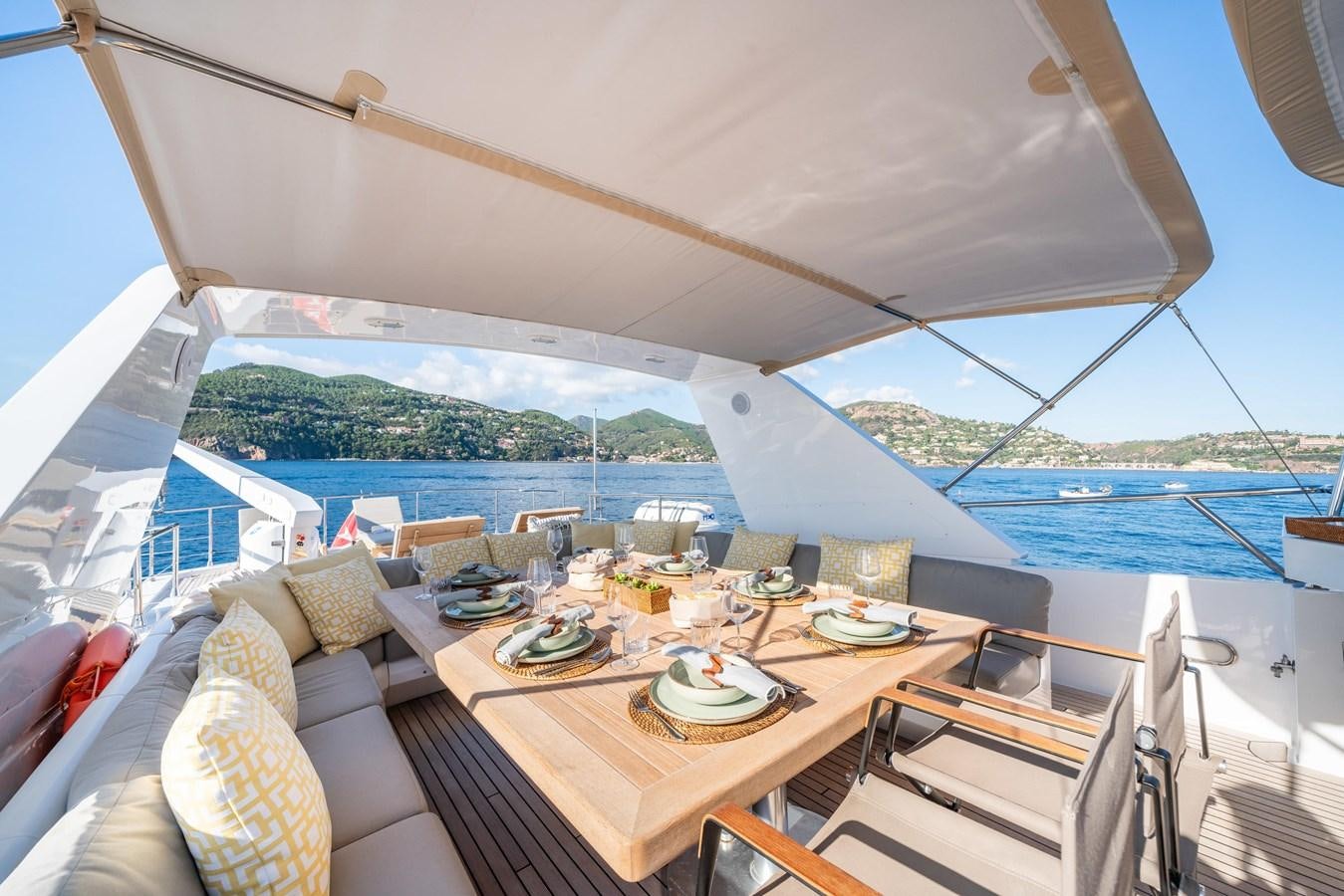 a table on a boat aboard MOONRAKER II Yacht for Sale