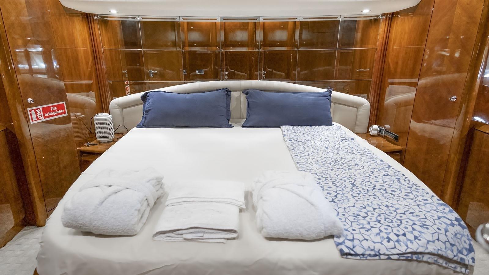 a couple of beds in a room aboard TITAN Yacht for Sale