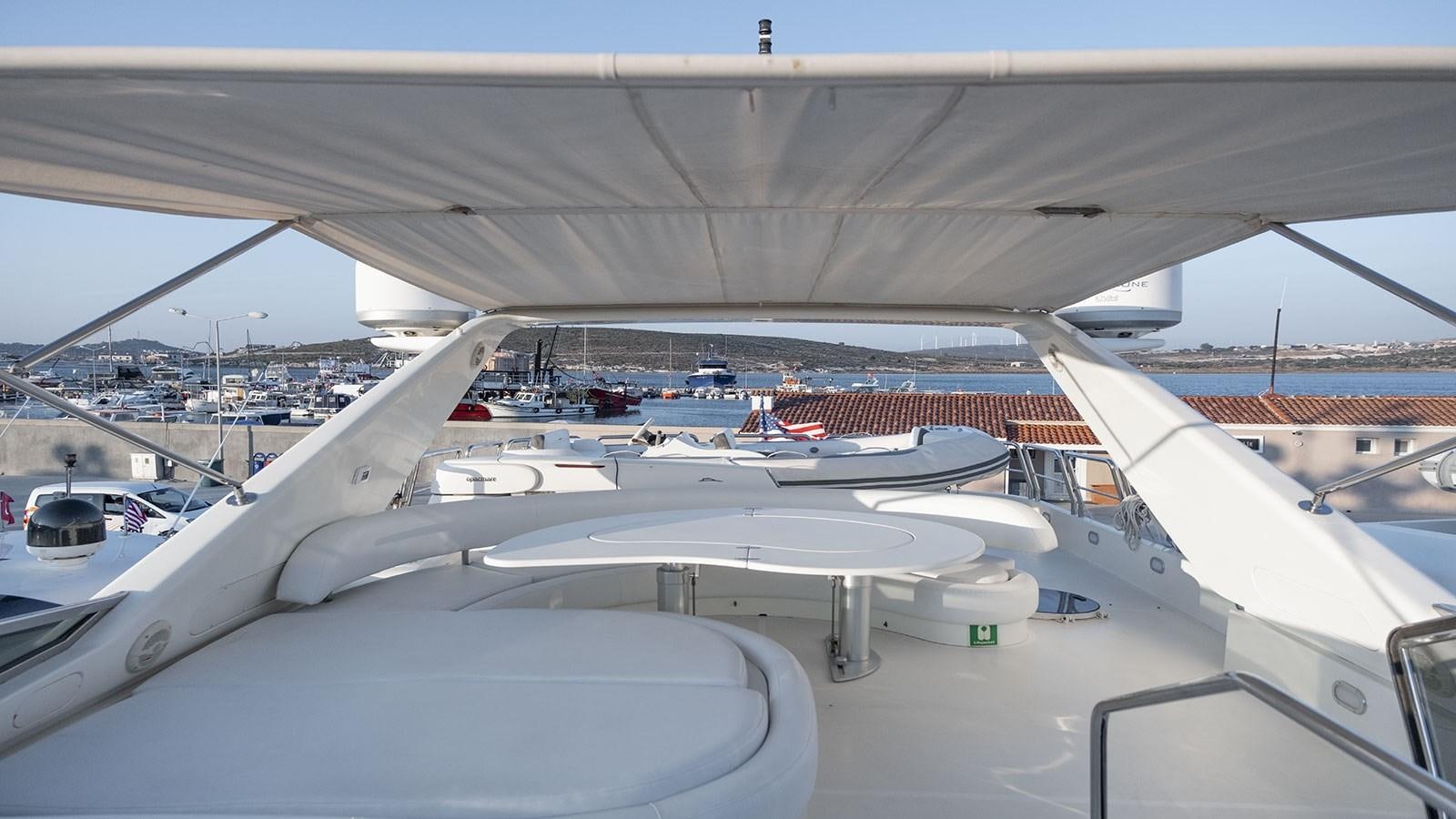 a plane wing with a car parked on the side aboard TITAN Yacht for Sale