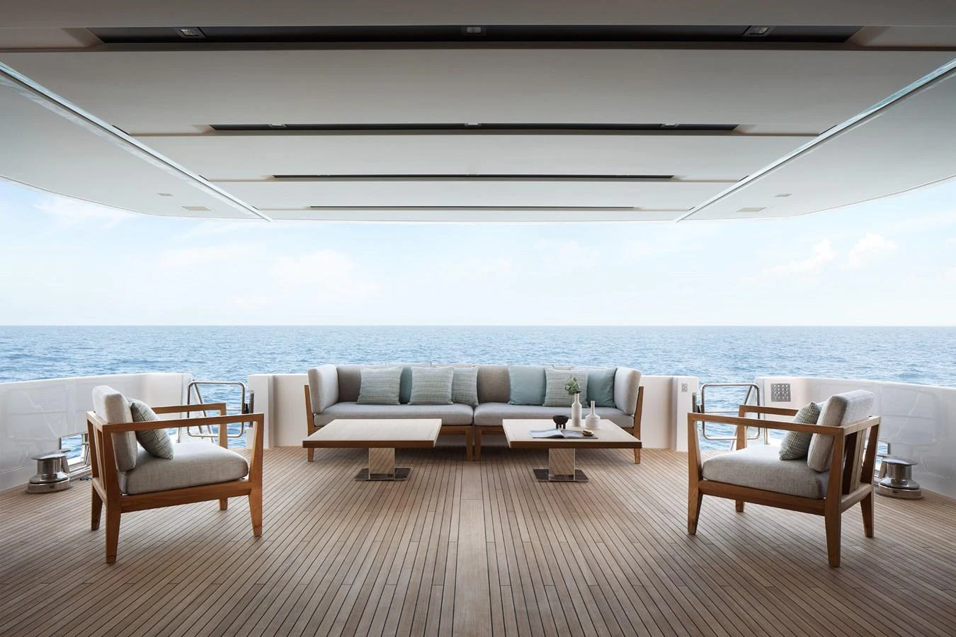 a room with a couch and a table and chairs aboard STELLA Yacht for Sale