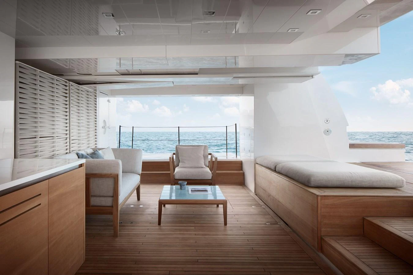 a room with a table and chairs aboard STELLA Yacht for Sale