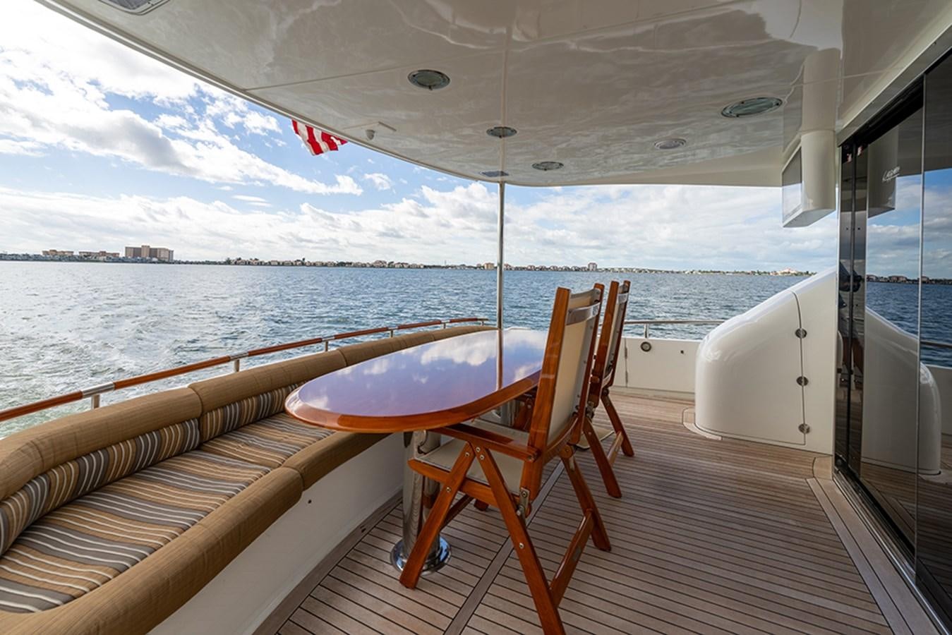 a table on a boat aboard BODACIOUS VI Yacht for Sale