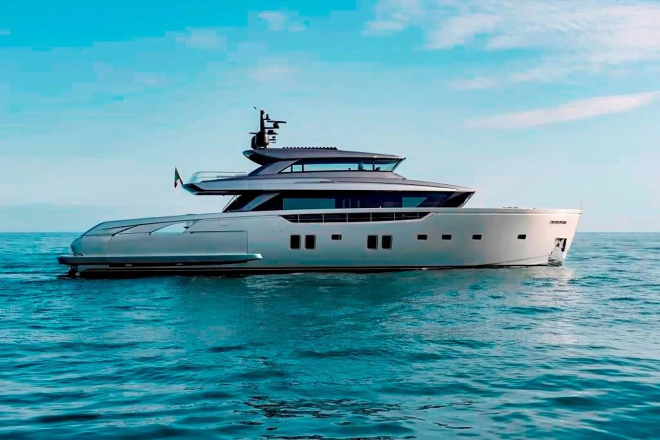 a white yacht in the water aboard ALMAX Yacht for Sale