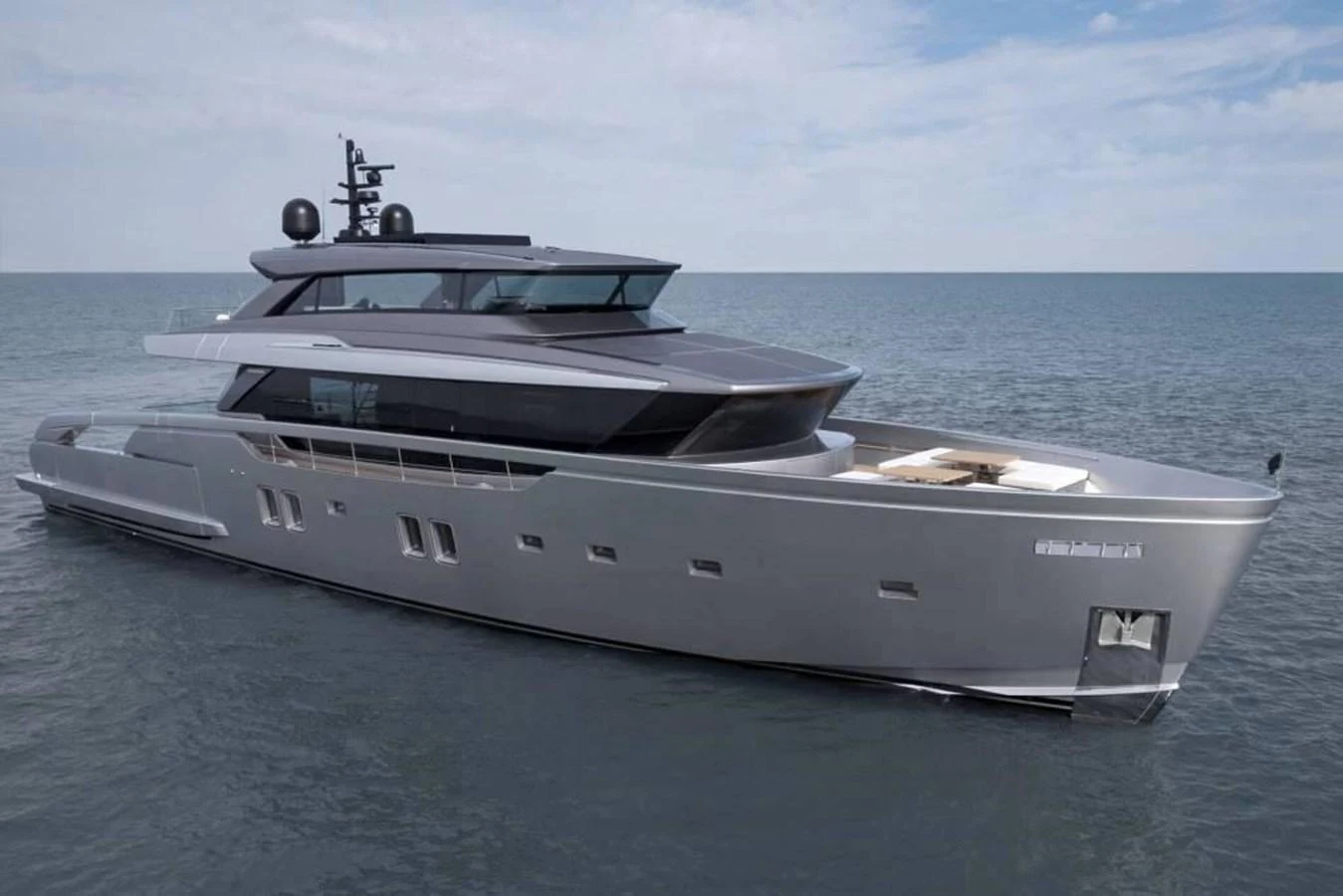 a white yacht in the water aboard ALMAX Yacht for Sale