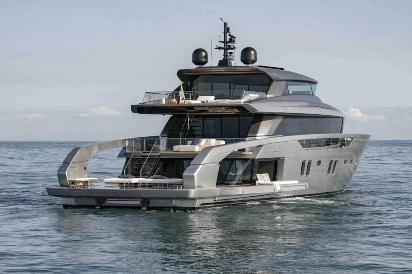 a large white boat in the water aboard ALMAX Yacht for Sale