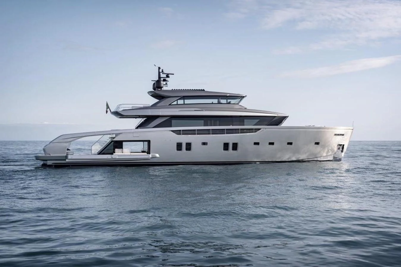 a white yacht in the water aboard ALMAX Yacht for Sale