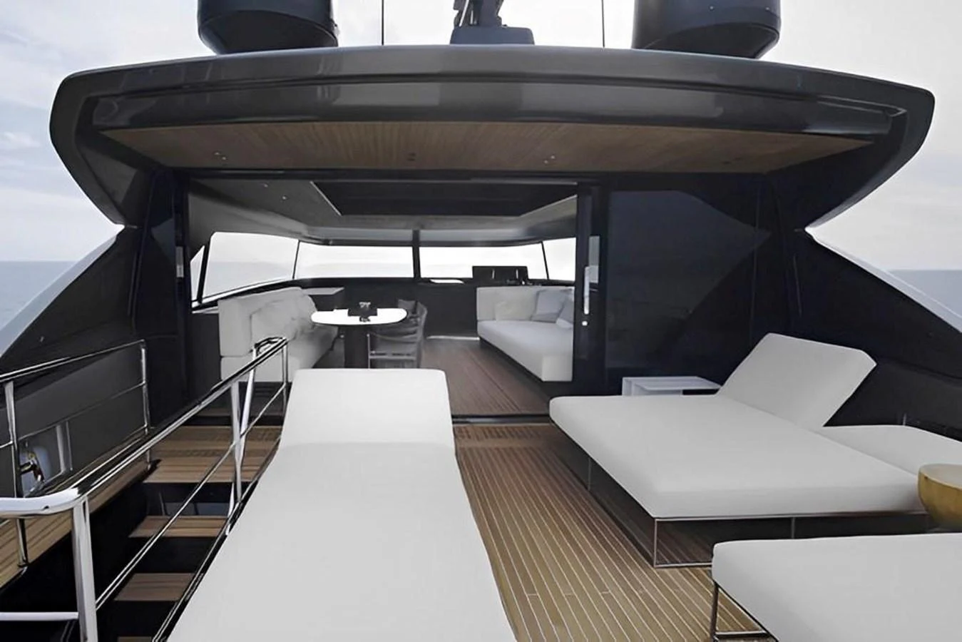 a room with a large black and white object on the wall aboard ALMAX Yacht for Sale