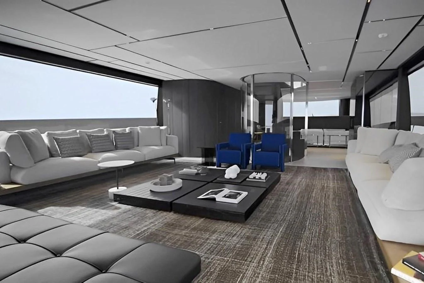 a living room with a couch and a table aboard ALMAX Yacht for Sale