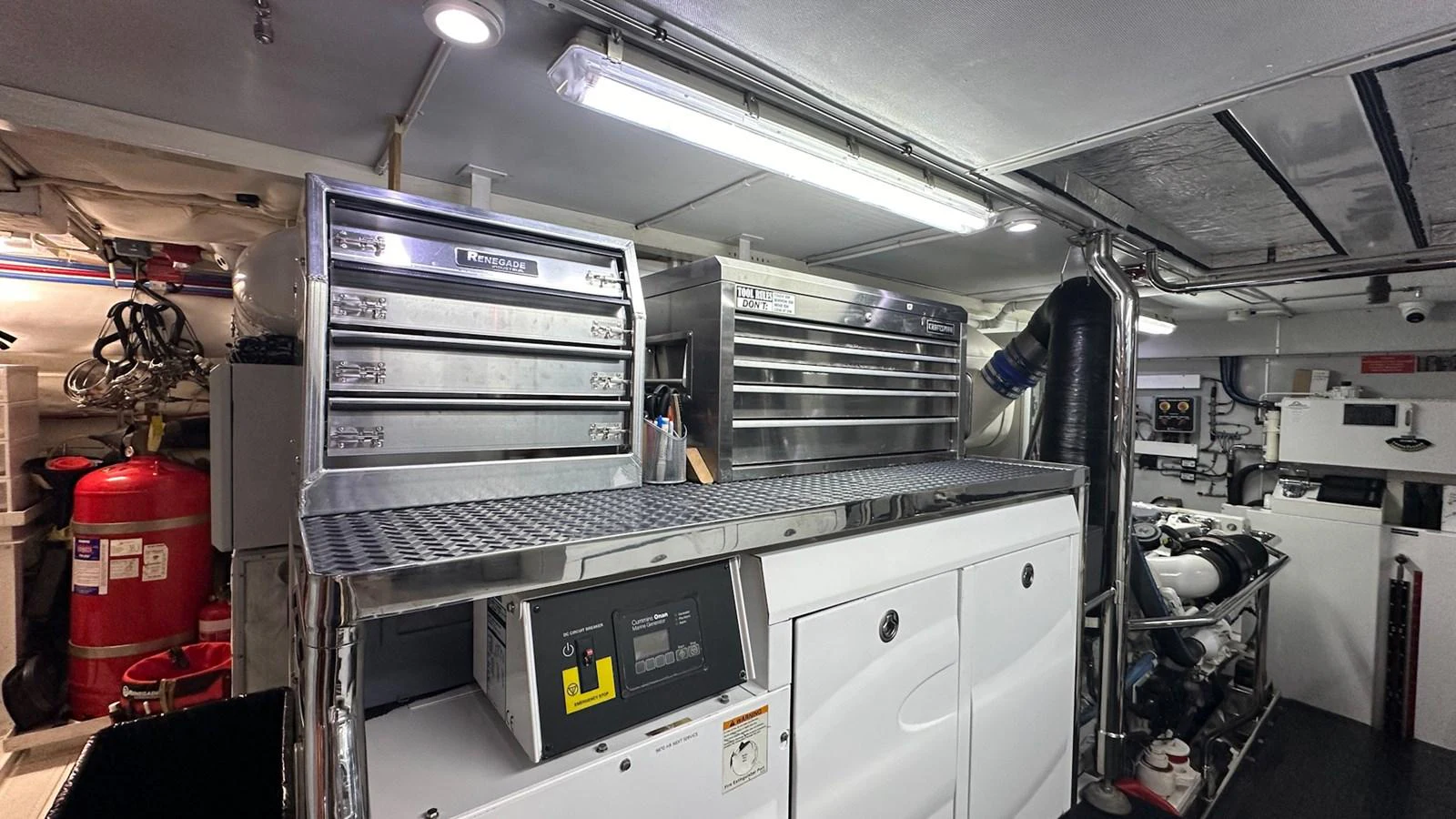 a large industrial machine aboard SALVATOR II Yacht for Sale