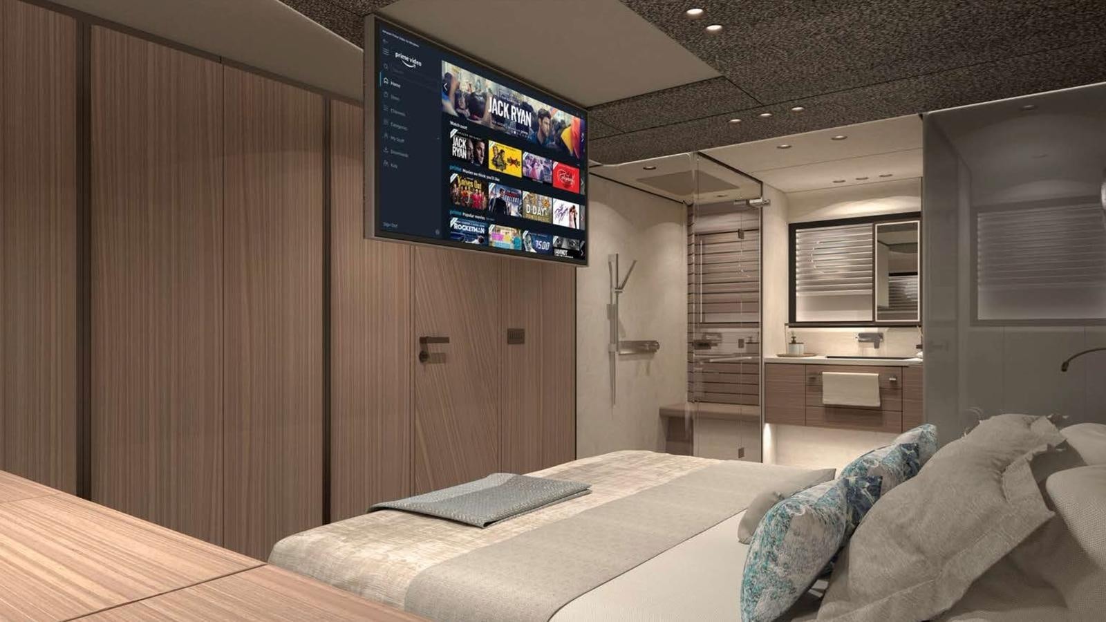 a bed in a room aboard VENTO 85 X-ONE Yacht for Sale