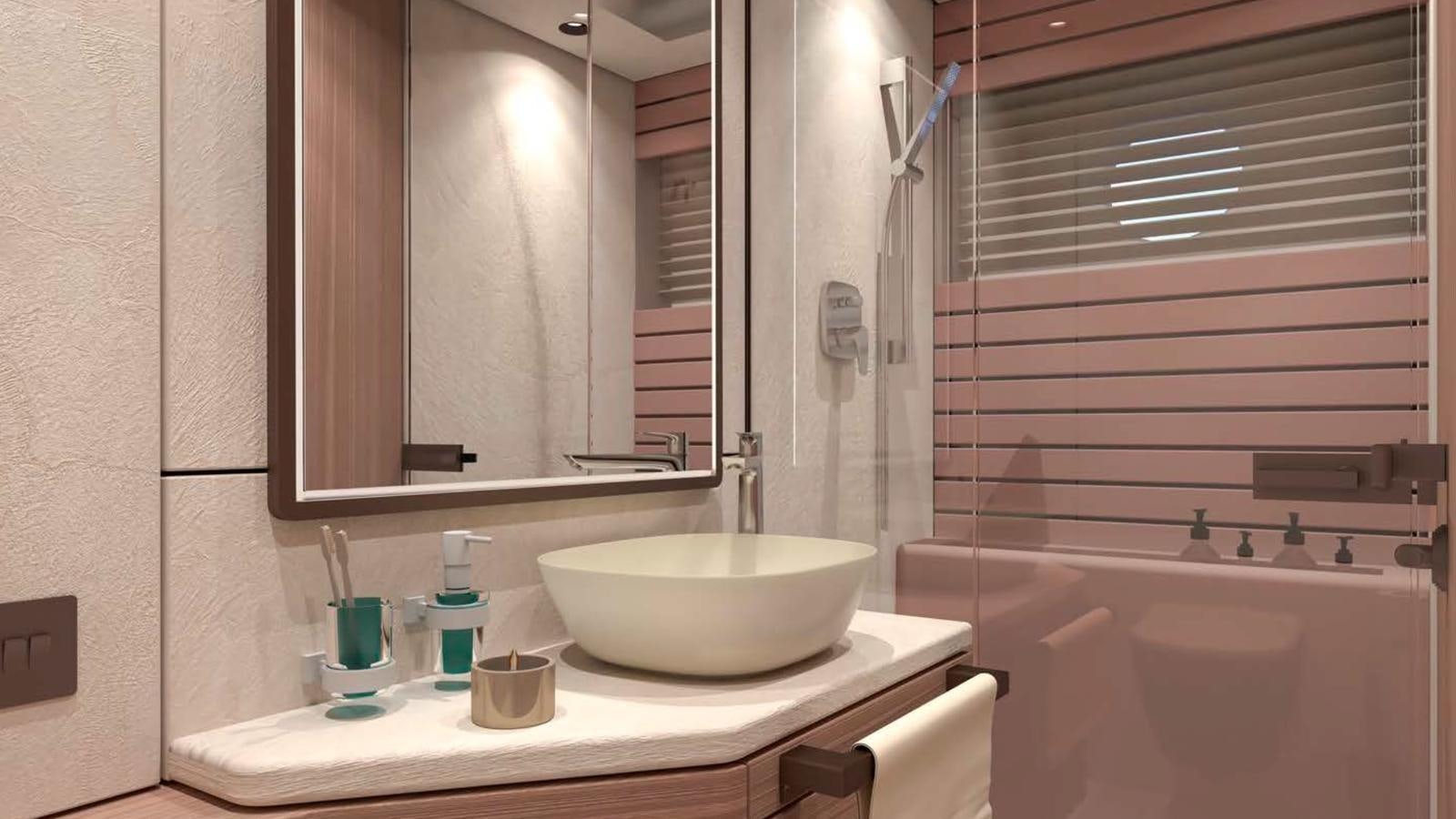 a bathroom with a sink and a bathtub aboard VENTO 85 X-ONE Yacht for Sale