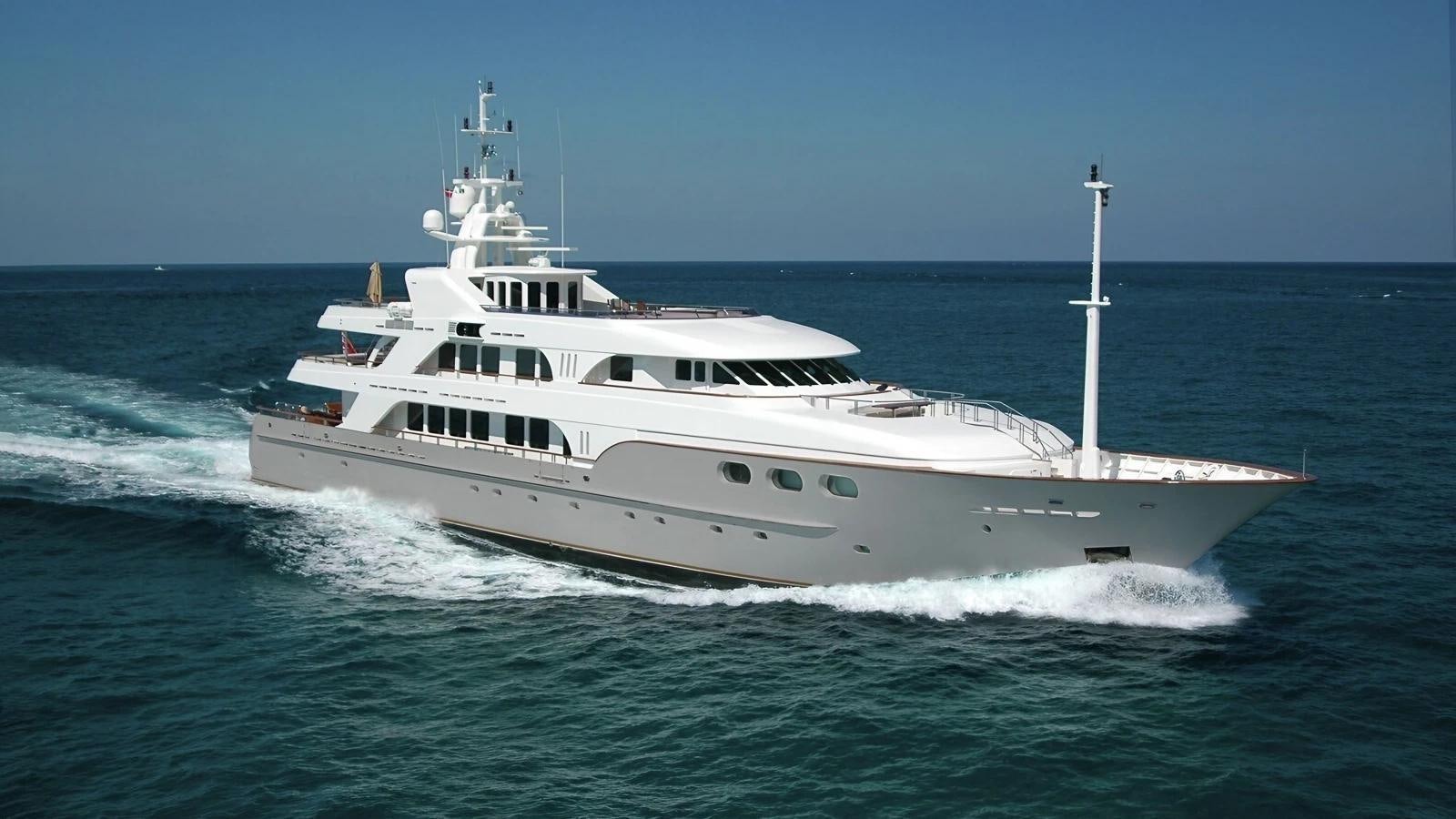 a white boat on the water aboard BELLA Yacht for Sale
