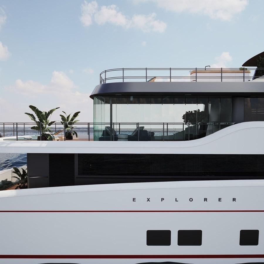 a white building with a pool aboard TERRANOVA 45 Yacht for Sale