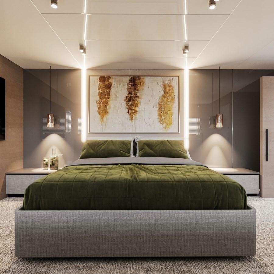 a bed in a room aboard TERRANOVA 45 Yacht for Sale