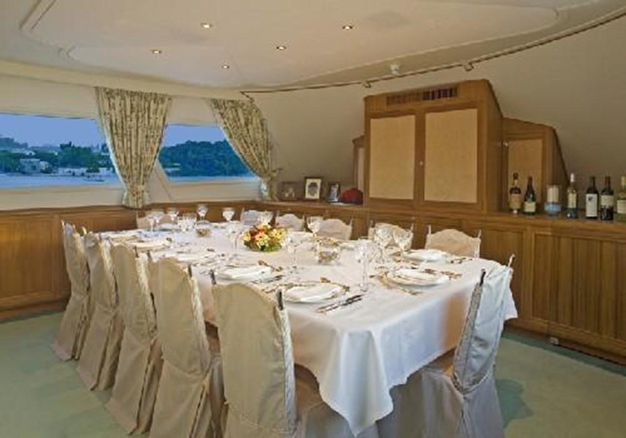 a table set for a dinner aboard MATHILDA I Yacht for Sale