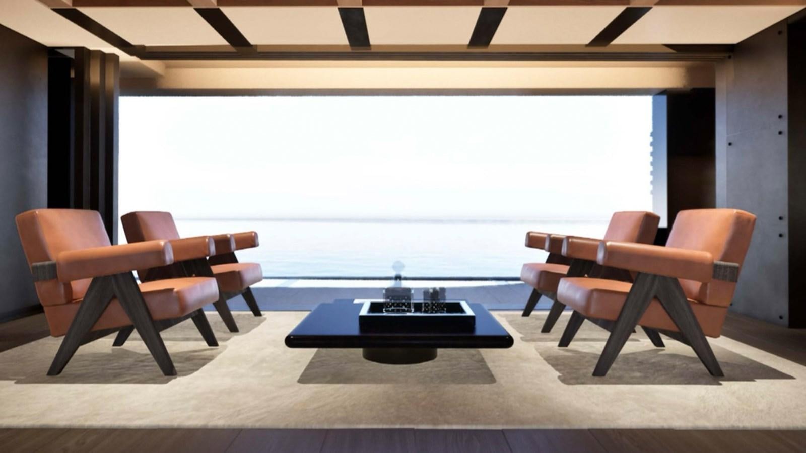 a room with a table and chairs aboard SUPERNOVA 60 Yacht for Sale