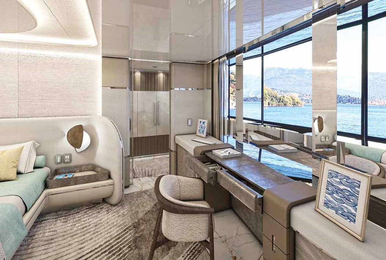 a room with a desk and a bed aboard BILGIN 170 NB85 52M Yacht for Sale