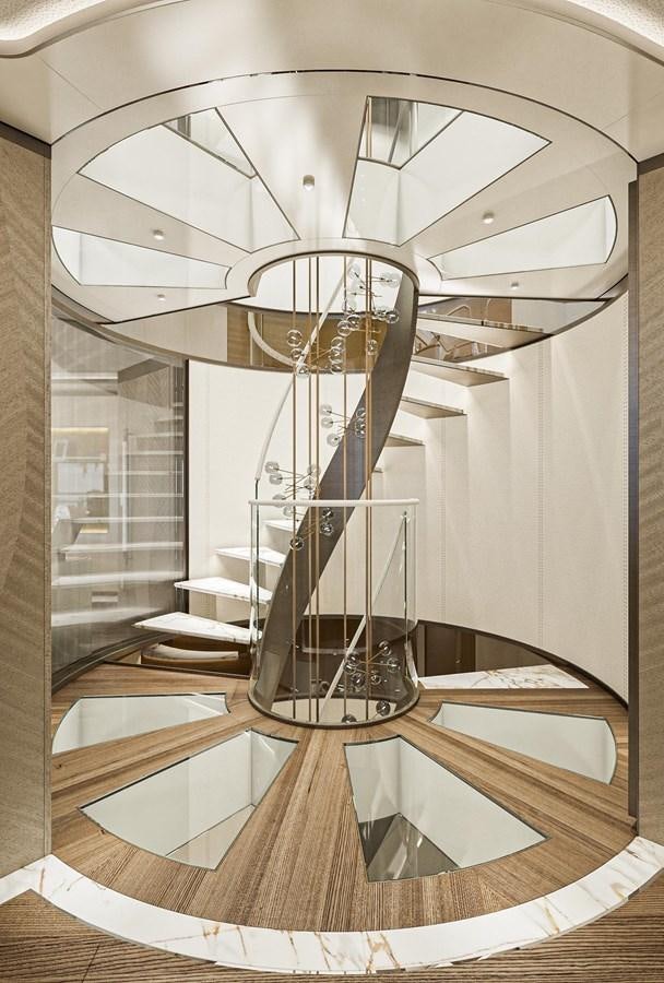 a spiral staircase in a building aboard BILGIN 170 NB85 52M Yacht for Sale
