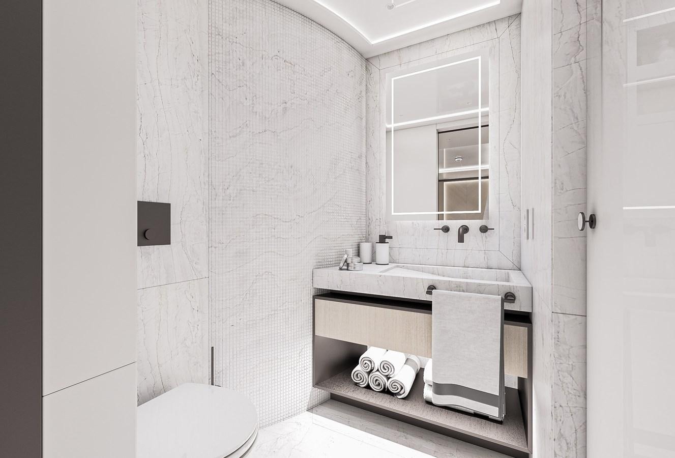 a bathroom with a tub sink and toilet aboard BILGIN 170 NB85 52M Yacht for Sale