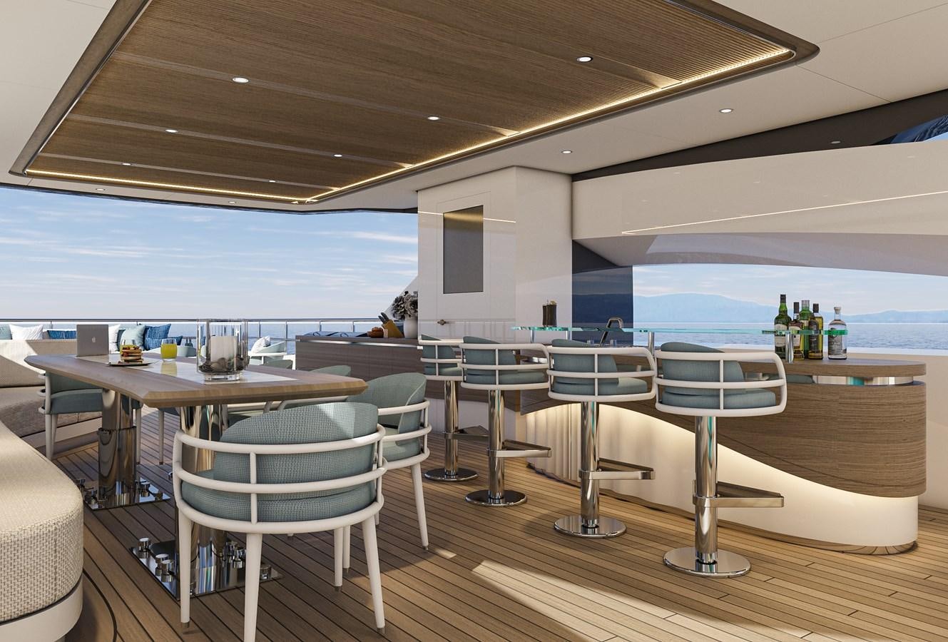 a room with tables and chairs aboard BILGIN 170 NB85 52M Yacht for Sale