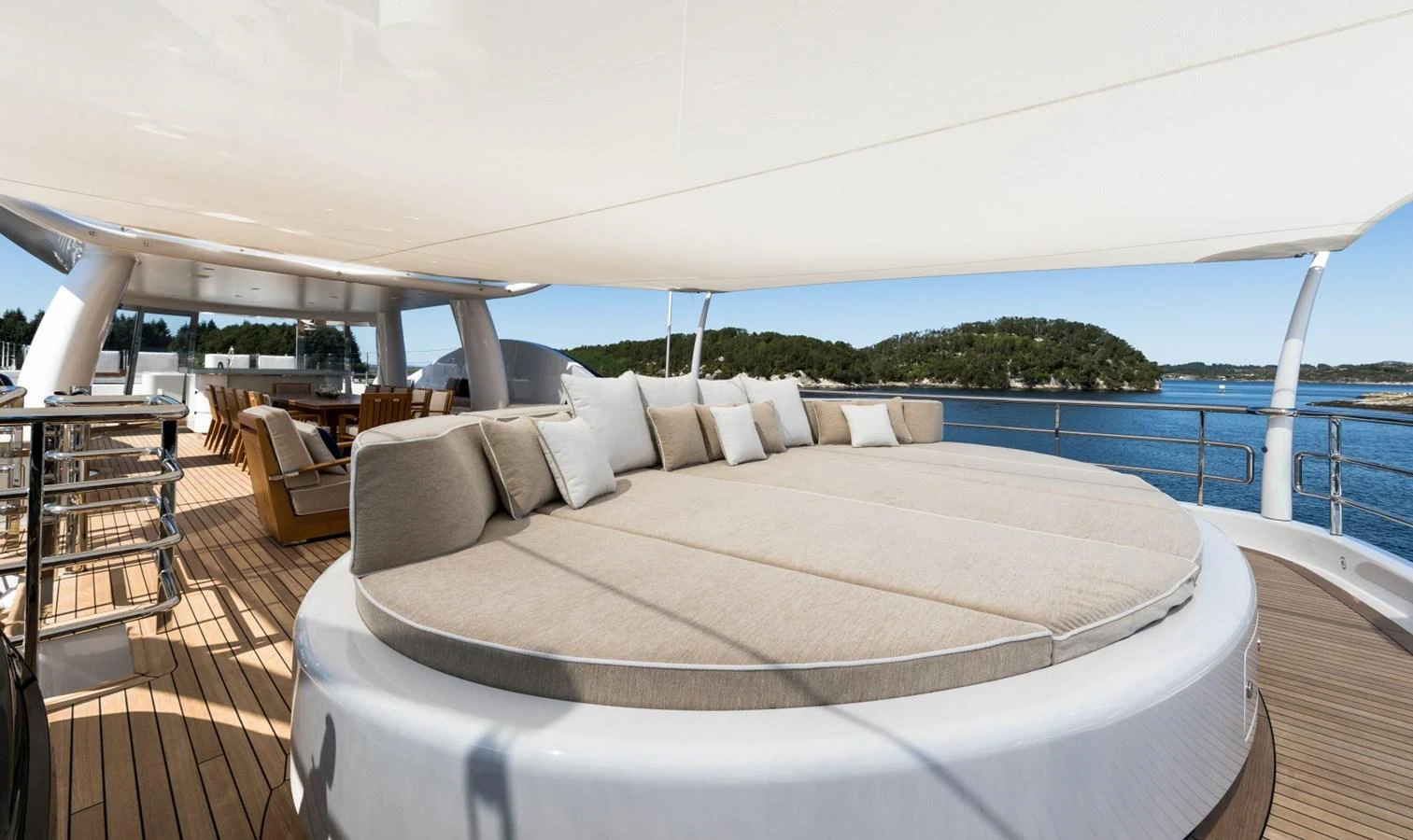 a bed on a deck aboard LILI Yacht for Sale
