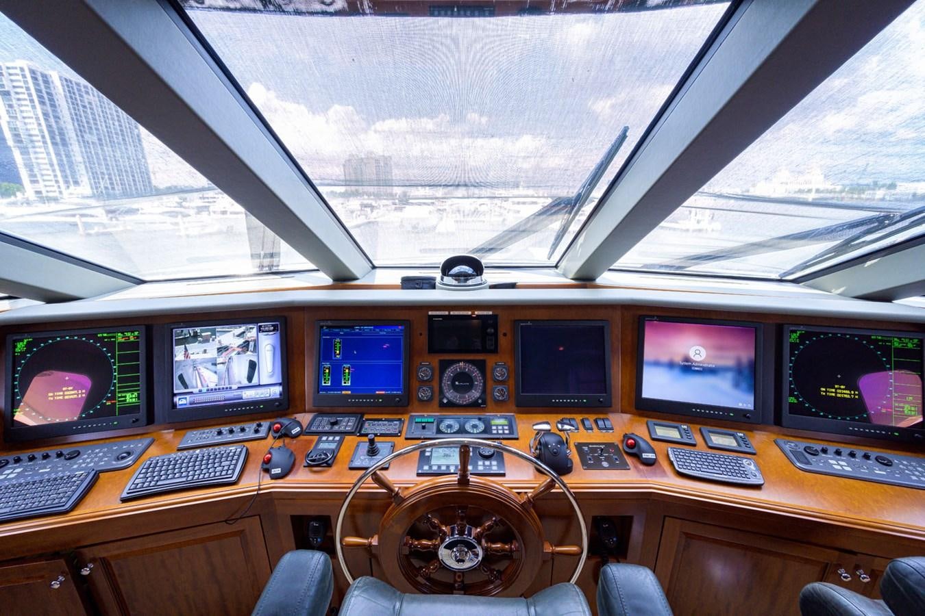 a control room with many monitors aboard IMPETUOUS Yacht for Sale