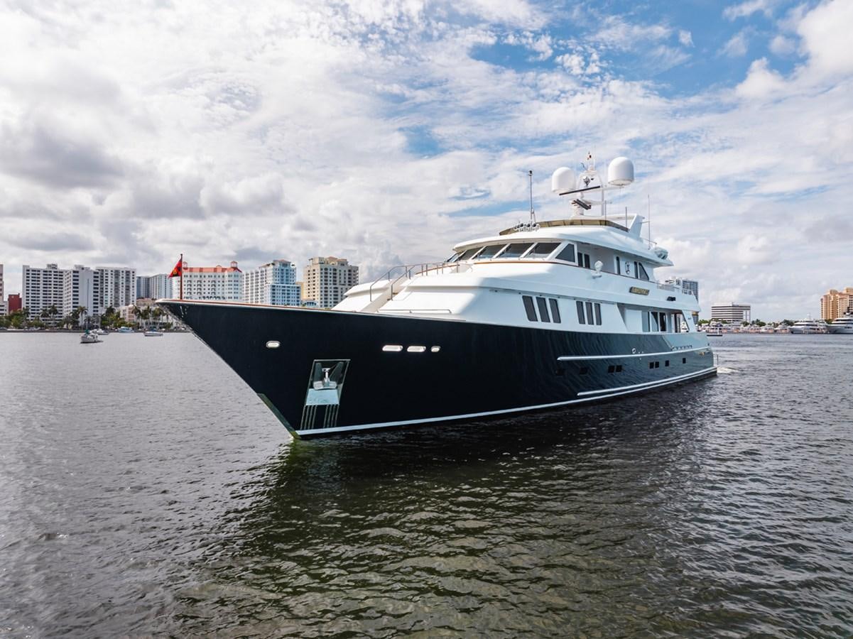 a large boat in the water aboard IMPETUOUS Yacht for Sale