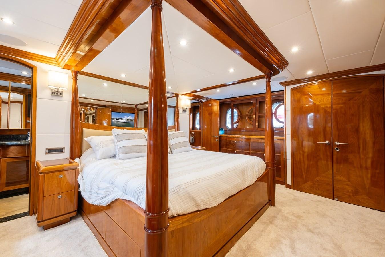 a bed in a room aboard OCEAN 1 Yacht for Sale